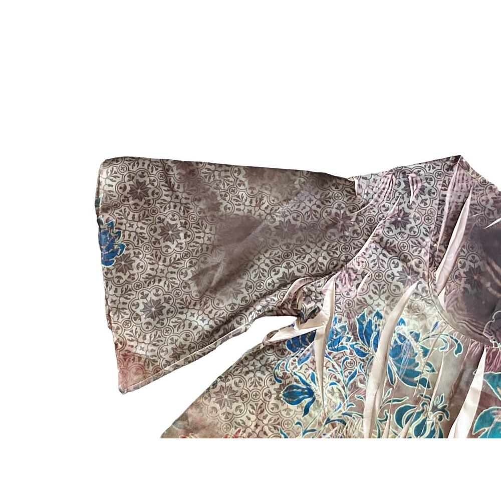 Simply Irresistible Womens Plus 2X Boho Floral Art Tunic Bell Sleeve Top - Picture 5 of 7